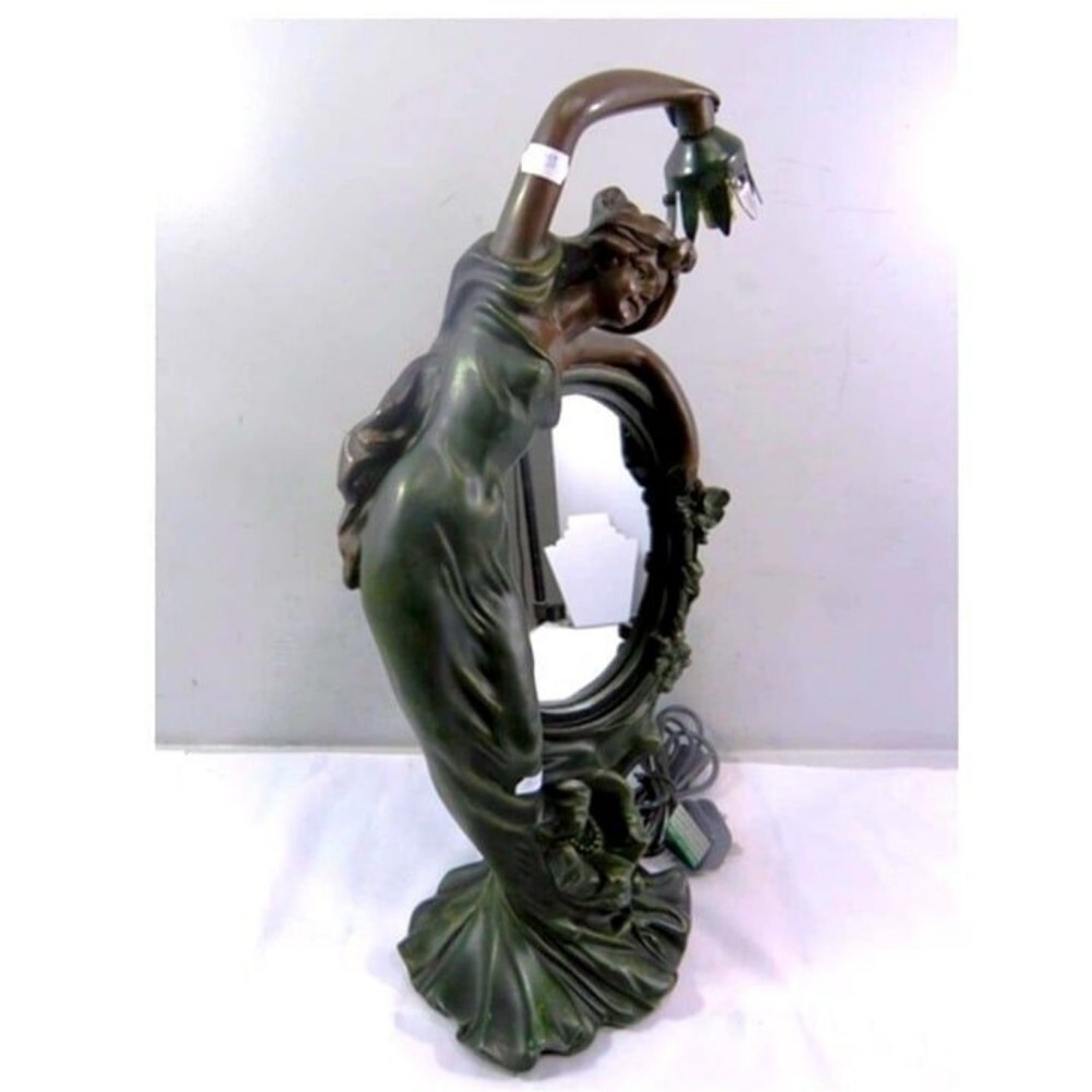 Gorgeous Art Nouveau Maiden w/ Mirror‎ Lamp 22" tall